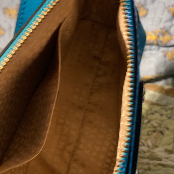 Kate Spade Crossbody Bag, Leather Turquoise, long strap, EUC - Picture 6 of 6